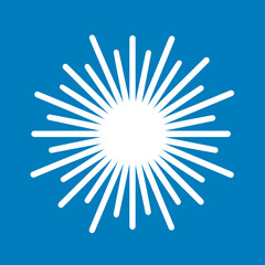 Obraz premium Abstract White Sunburst on Blue A Modern Icon for Innovation and Technology