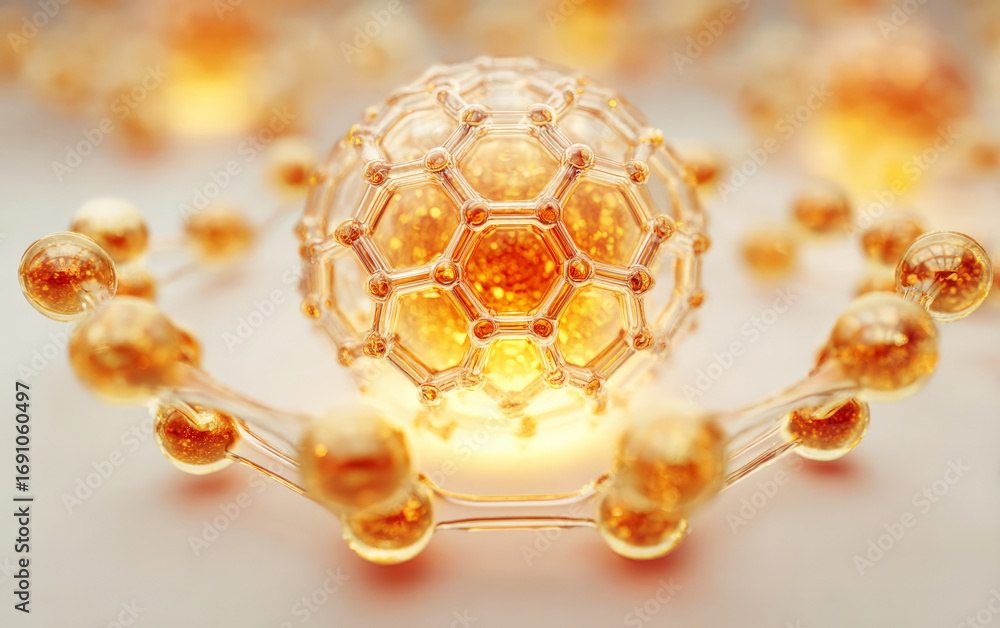 Poster nanostructure molecular model displaying atomic bonds and structures