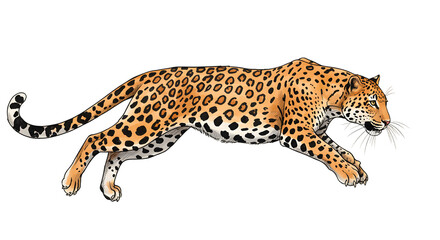 Leopard Running Illustration png clear alpha channel cutout isolated on transparent background