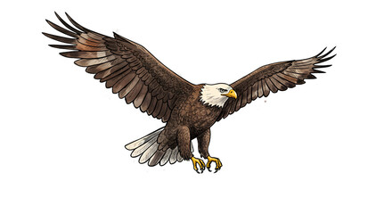 Naklejka premium Majestic Bald Eagle in Flight with Wings Spread png clear alpha channel cutout isolated on transparent background