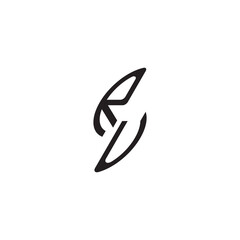 curved oval shape alphabet initial logo vector RU gaming monogram Black  letter