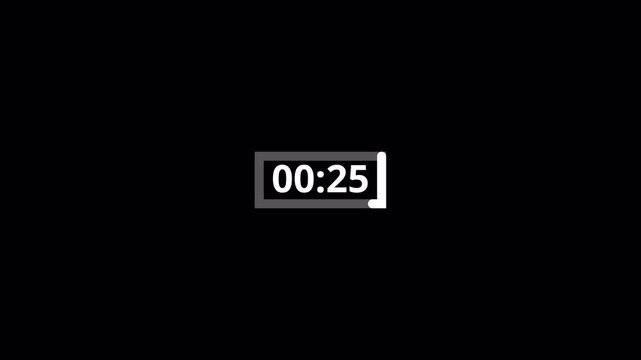 30 seconds countdown animation with transparent background, countdown timer from 30 seconds to 0 seconds, thirty countdown timer with alpha channel in 4k.