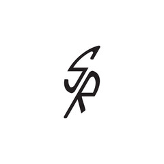 curved oval shape alphabet initial logo vector SR gaming monogram Black  letter