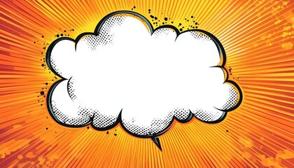 Comic Book Speech Bubble In Pop Art Style With Halftone Effects For Retro Speak Messages. Empty White Blank Bubble For Comments.