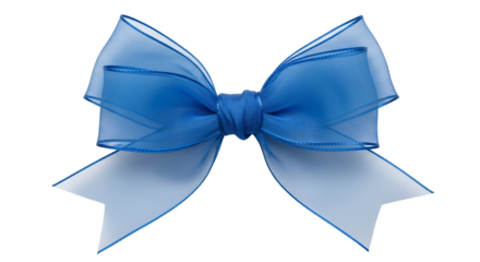 Elegant sheer blue bow isolated PNG with Transparent Background