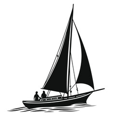 Boat sailing with two sails
