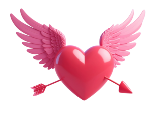 3d minimal symbol of love. Happy Valentine's day. valentine compositions. winged hear