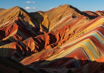Rainbow mountain landscape with colorful geological formations, showcasing natures beauty and scenic views in the andes