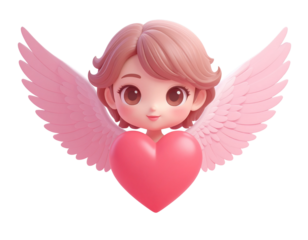  3d minimal symbol of love. Happy Valentine's day. valentine compositions. winged hear (5)