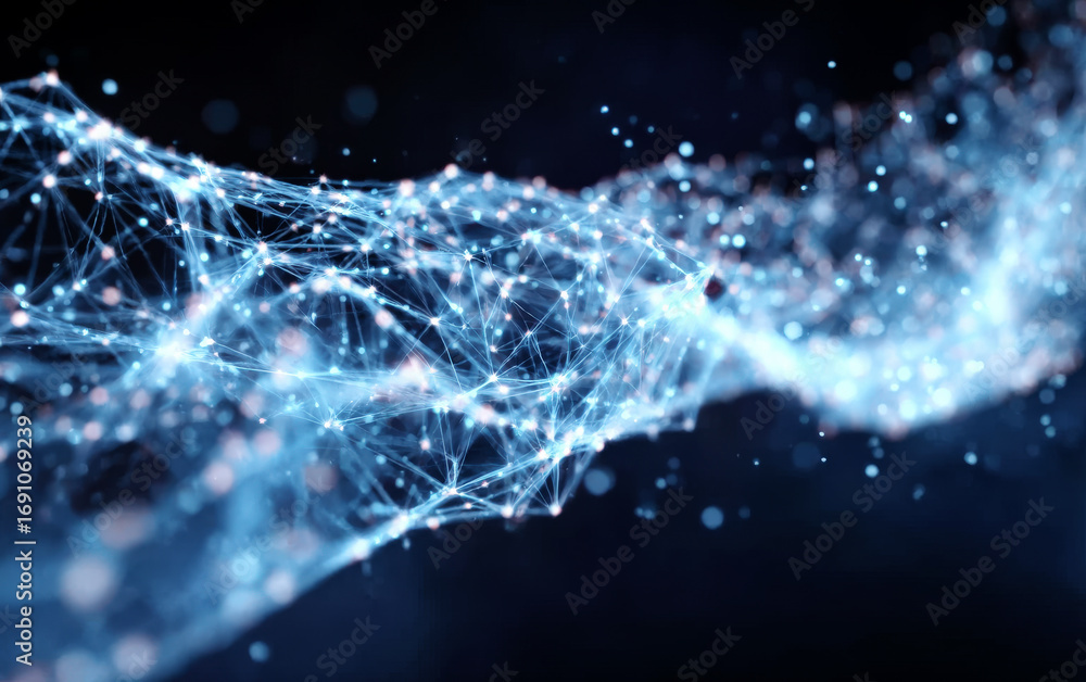 Poster abstract digital network connections and data flow visualization