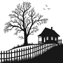 Cottage with fence