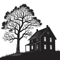 House with tree beside