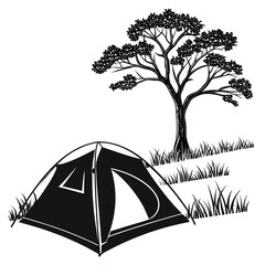 Tent with open flap