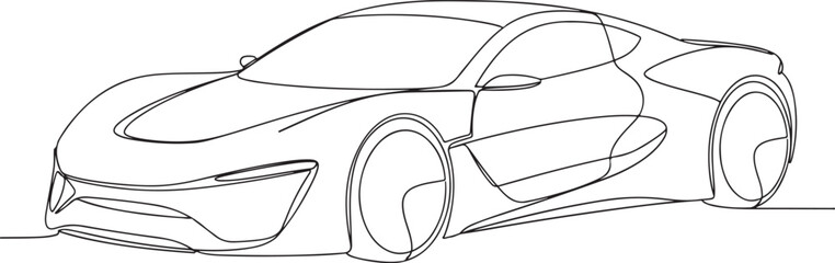 Sleek modern sports car drawn in a continuous single line art style