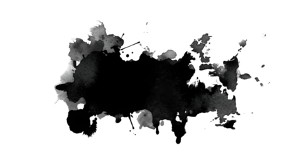Black ink blot design element isolated PNG with Transparent Background