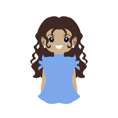 vector illustration of a girl in a blue dress