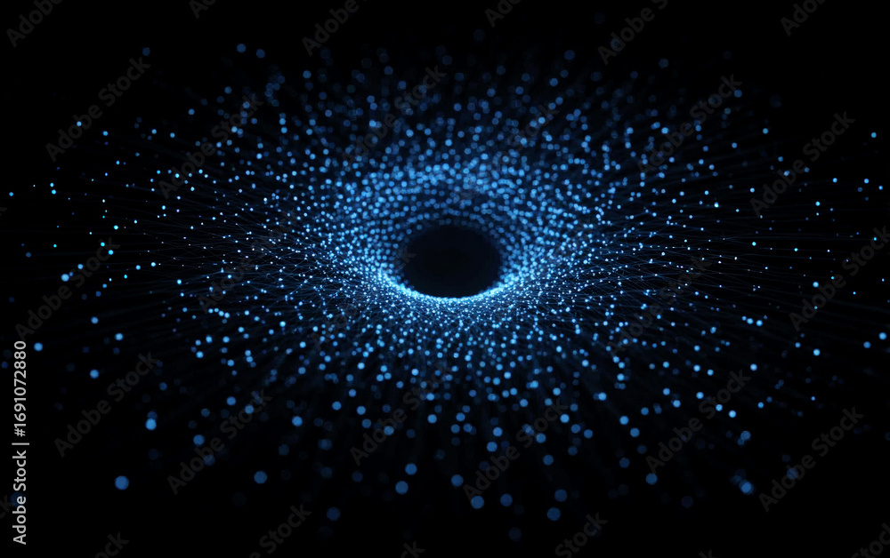 Aufkleber abstract blue particle pattern forming a circular hole in the center