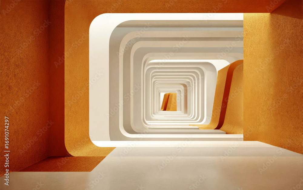 Aufkleber abstract geometric tunnel with multiple layers and warm colors
