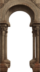 Intricate Stone Arch with Detailed Carvings and Classic Columns