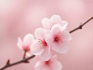 淡いピンク色の桜の花びらが咲き誇る日本の春の美しいマクロ写真