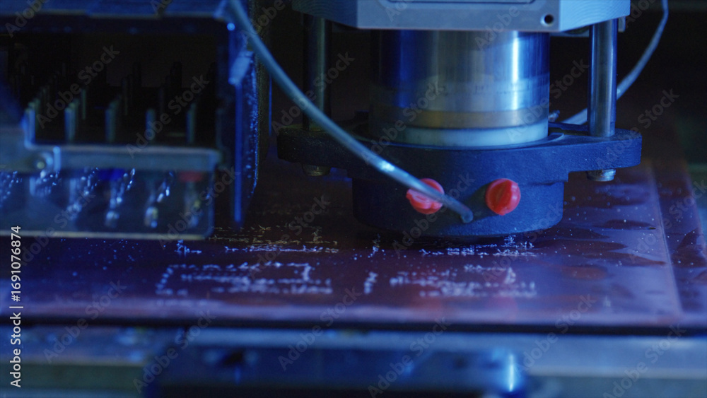 Poster computer numerical control milling machine engraving an electronic circuit board with high precision