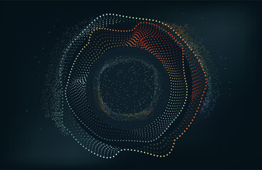 abstract Music background. Big Data Particle Flow Visualisation. Science infographic futuristic illustration. Sound wave. Sound visualization. Abstract Segwit.