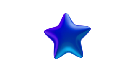 3D Glossy Star – Blue and Teal Gradient Smooth Shiny Shape isolated on transparent background
