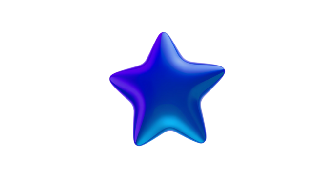 3D Glossy Star – Blue and Teal Gradient Smooth Shiny Shape isolated on transparent background - Powered by Adobe