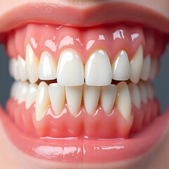 Obraz premium Aesthetic Dentistry Detailed Macro of Perfect and Healthy Teeth, The Art of a Smile A Flawless and Authentic Dental Study, Impeccable Oral Health A Precise and Detailed Look at Human Teeth and Gums
