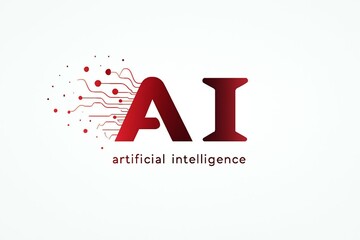 Modern ai lettering with a digital data stream effect representing artificial intelligence