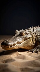 Obraz premium A close-up shot of a crocodile in its natural habitat showing details and textures of the reptile