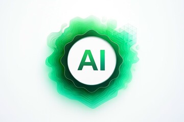 Artificial intelligence ai text inside a vibrant green watercolor splash on a white background