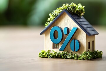 Zero percent interest rate house model offering affordable homeownership in a green setting