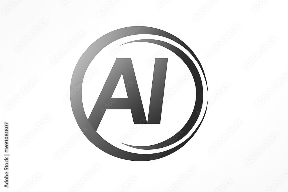 Poster modern ai logo with stylized letters a and i inside a circular abstract shape