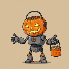 Robotic Jack-o'-Lantern Trick-or-Treater