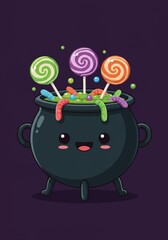 Kawaii Halloween Cauldron with Candy