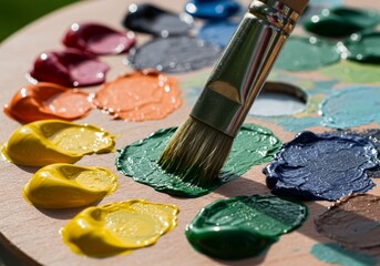 Artist’s Palette with Paint and Brush