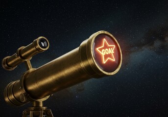 Telescope Focused on Goal (3d rendered)