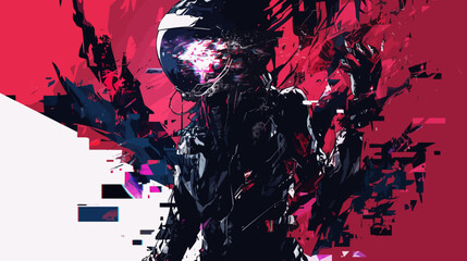 Astronaut's Digital Descent An Artistic Glitch in Space Exploration