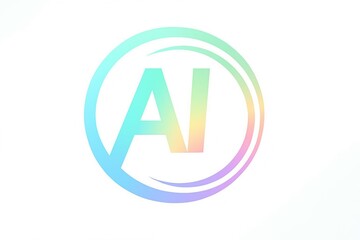 Abstract ai logo with holographic gradient effect and circular design