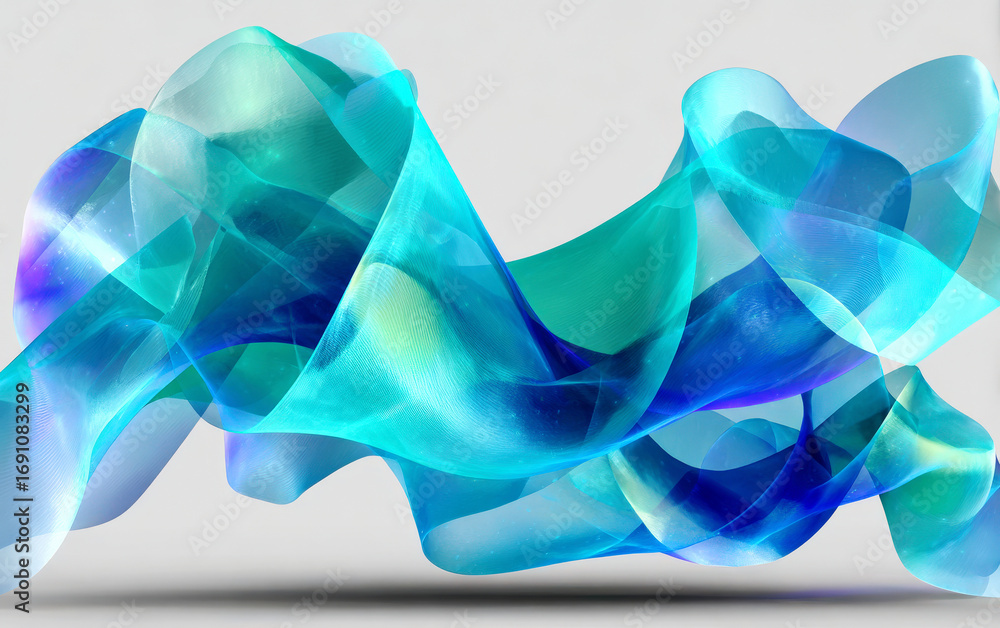 Poster abstract and flowing blue and green shapes creating a modern visual effect