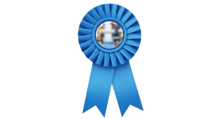 Blue ribbon rosette award isolated PNG with Transparent Background
