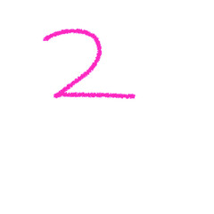 Abstract Pink Hand-Drawn Number 2 on a white Background