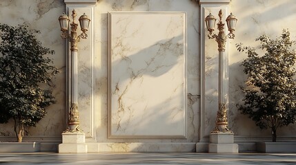 Elegant architectural backdrop with ornate details for luxury branding, product placement, and design projects