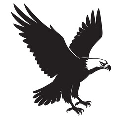 Obraz premium Black and white silhouette of a powerful eagle with outstretched wings soaring