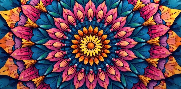 Intricate yet basic flower mandala, radiating lines, simple shapes , adult, coloring book