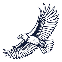 Flying Eagle with Outstretched Wings - Vector Art.