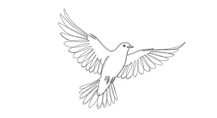 Naklejka premium Bird in flight line drawing