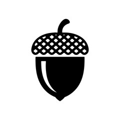 Obraz premium Simple black silhouette of an acorn with a textured cap isolated on a vector