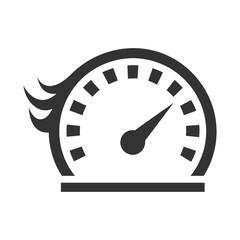 Flaming Speedometer Vector Logo silhouette